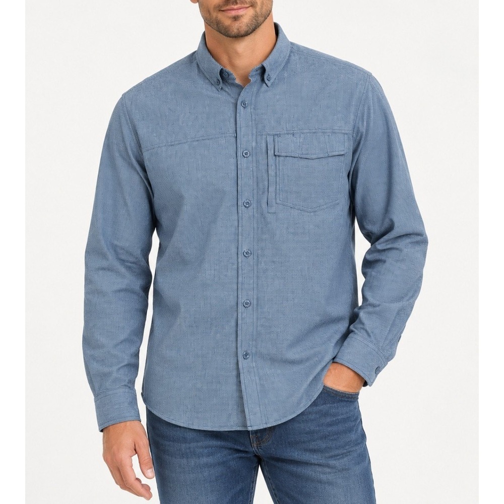 Duluth Trading Co Shirt Mens XL Blue Excellent Long Sleeve Button Up Utility